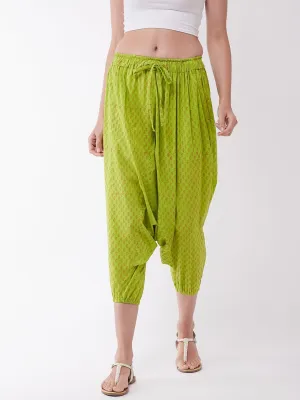 Bright Green Block Print Harem