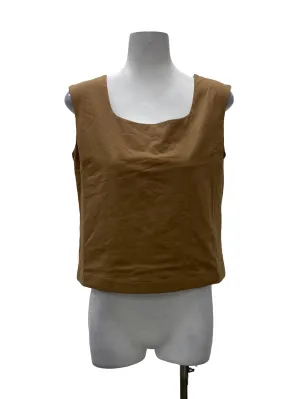 Brown Square Neck Sleeveless Top