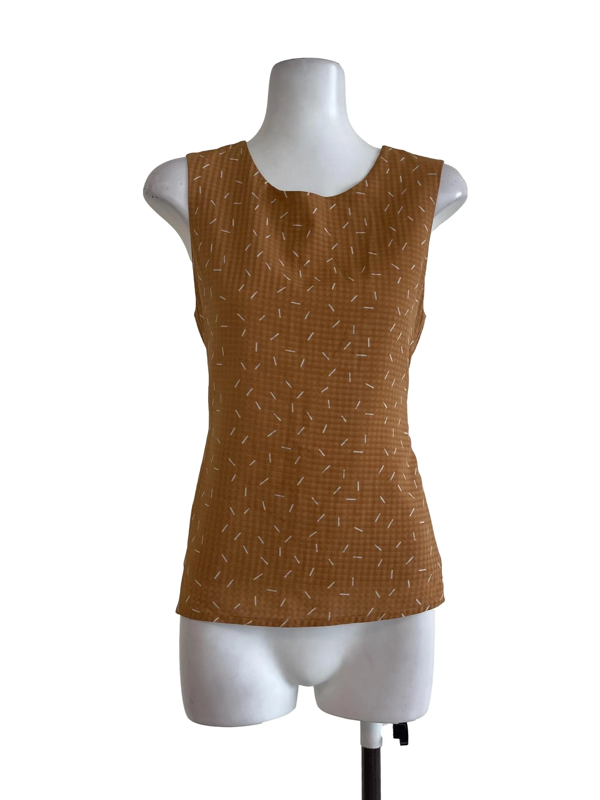 Brown White Confetti Top