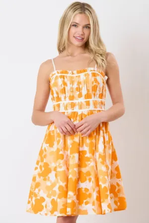Brushed Print Sleeveless Tiered Dress