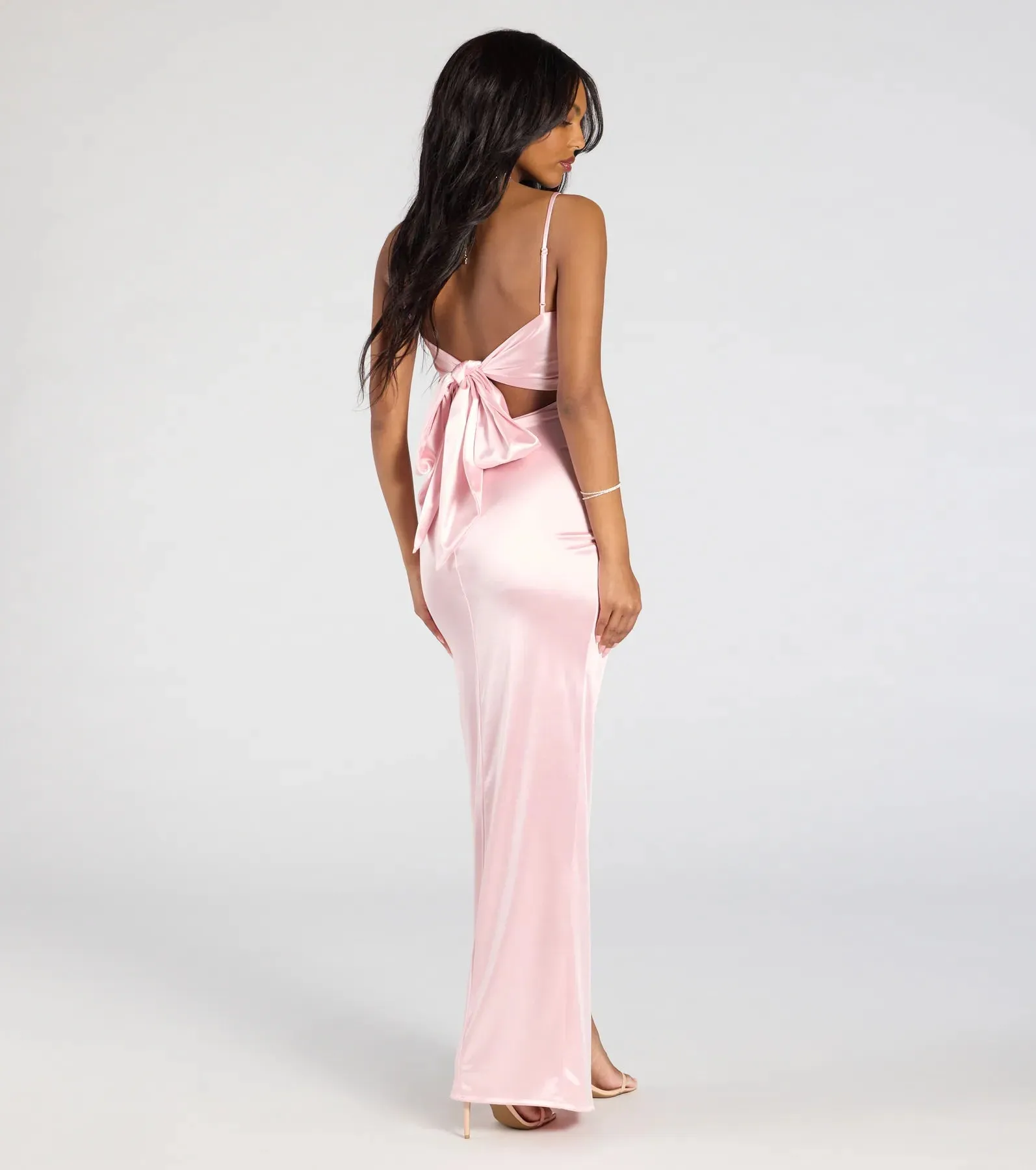 Carolina High-Slit Bow Wrap Dress