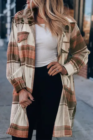 Casual Plaid Pocket Turndown Collar Tops
