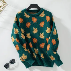 Casual Round Neck Knit Sweater for Women
