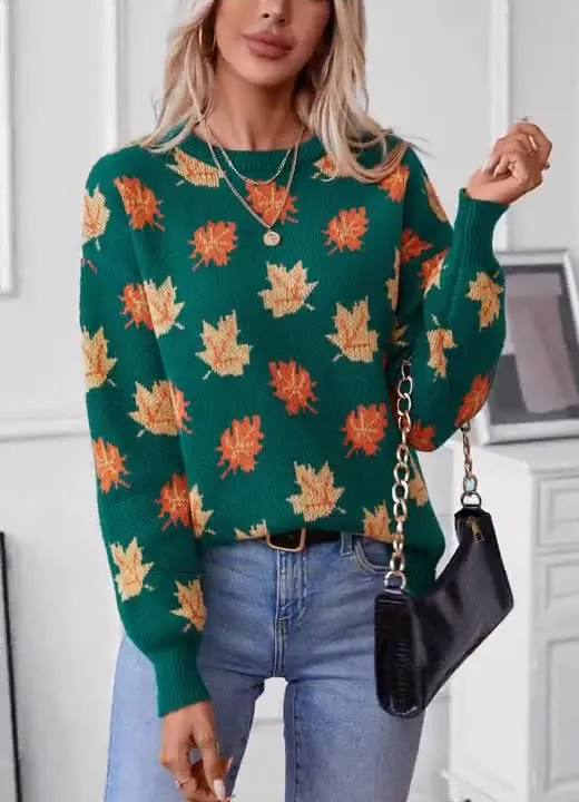 Casual Round Neck Knit Sweater for Women