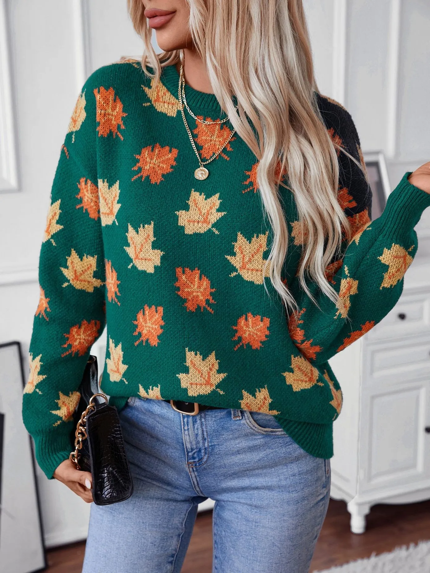 Casual Round Neck Knit Sweater for Women