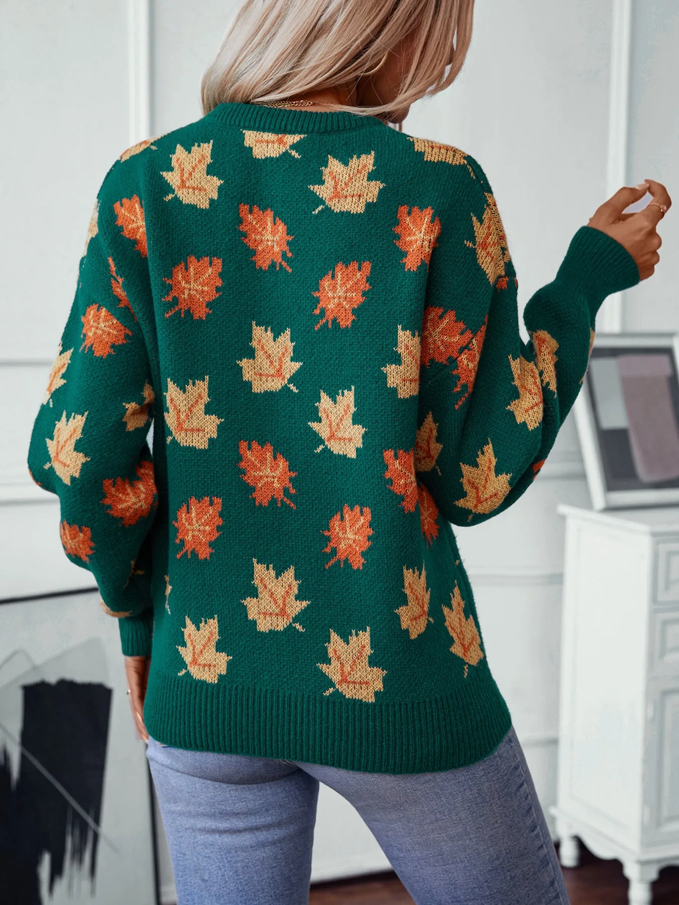 Casual Round Neck Knit Sweater for Women