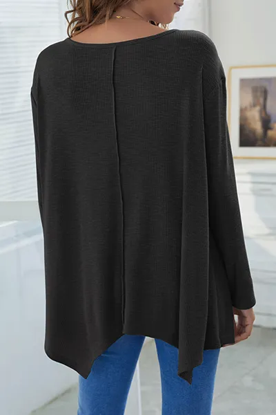 Casual Solid Asymmetrical V Neck Tops(4 Colors)