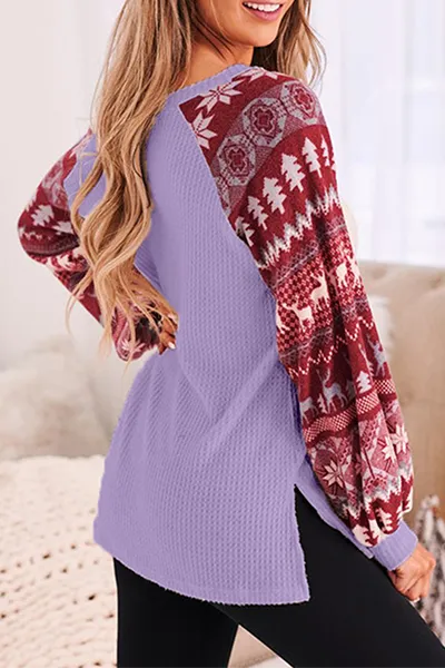 Casual Wapiti Patchwork Contrast V Neck Tops