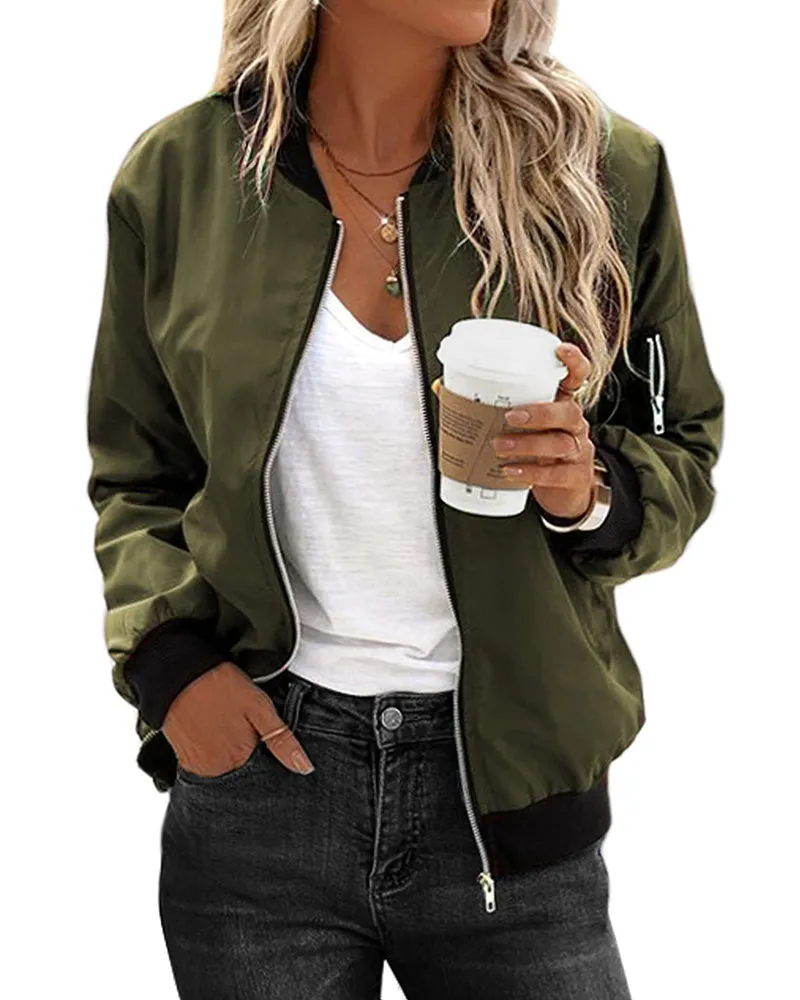 Chic Lightweight Bomber Jacket for Women