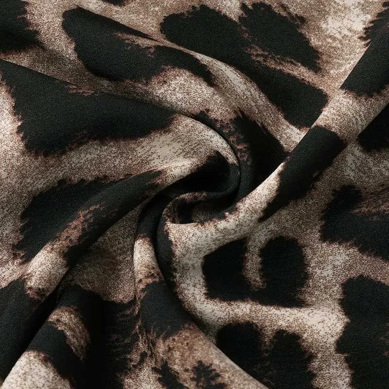 Chicindress Loose Leopard Print Shirt Collar Long Sleeves Tops