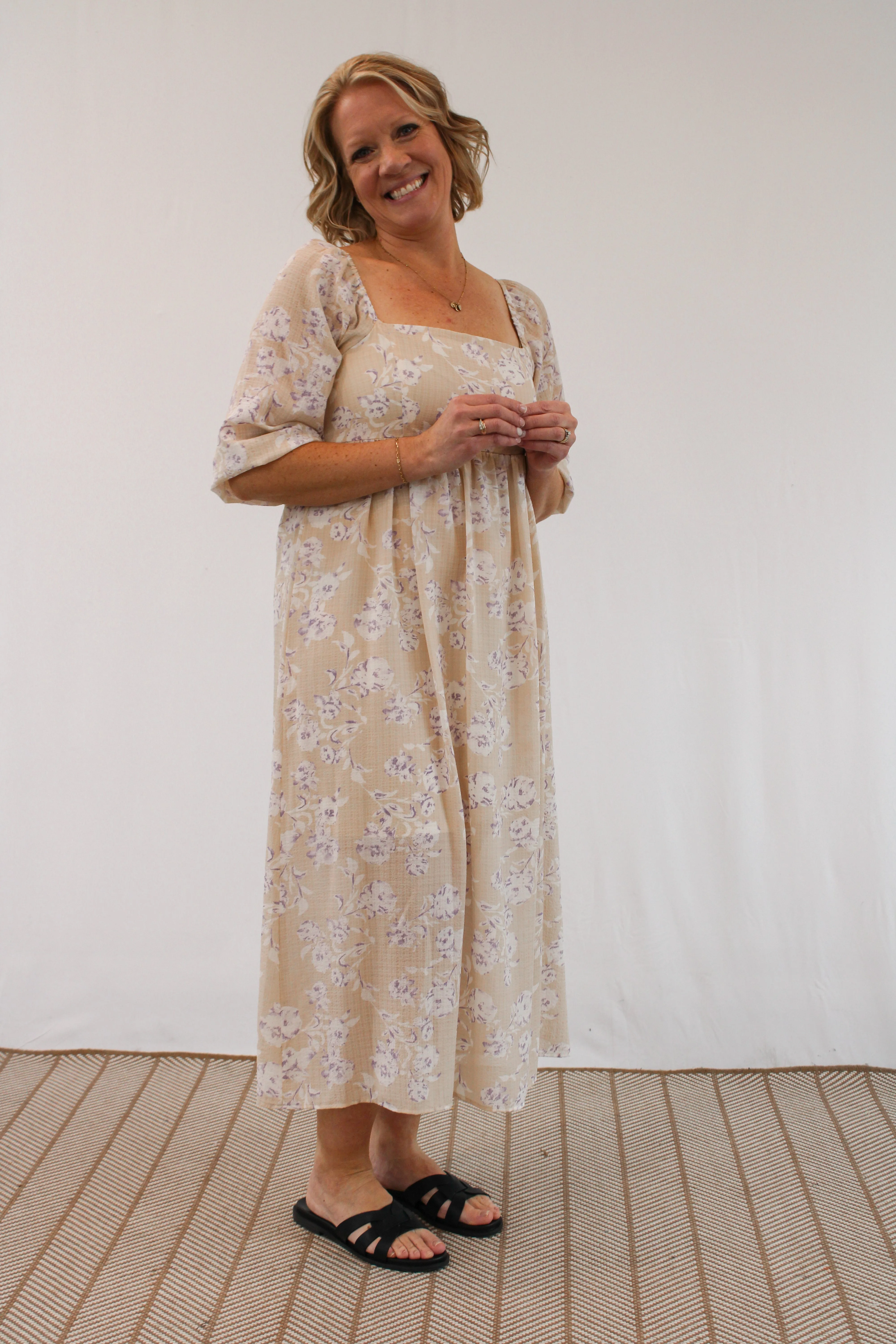 CINDY TAUPE AND PURPLE MAXI DRESS