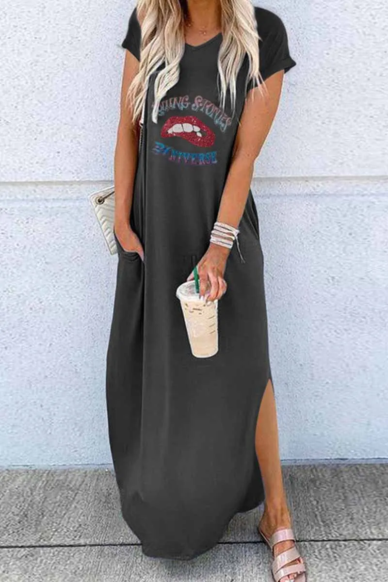 CityHottie Carton Print Loose Dress