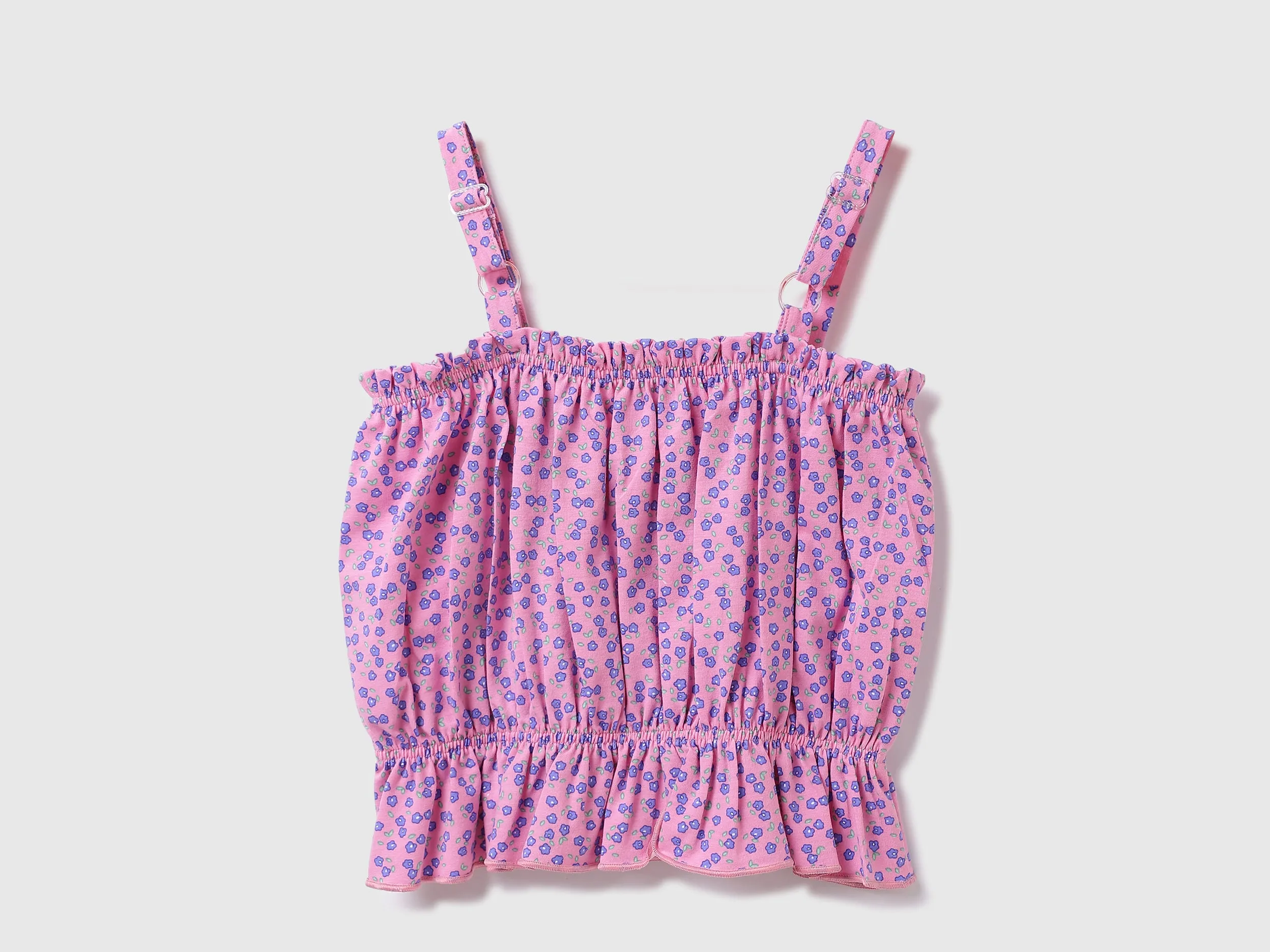 Cotton Blend Printed Shoulder Strap Girls Tops