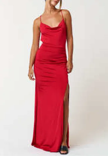 Cowl Back Strappy Maxi Dress