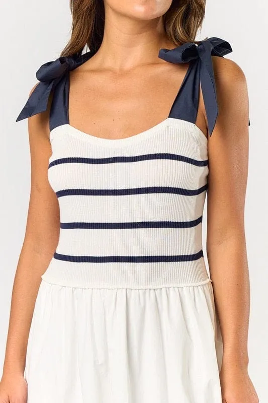 Cream and navy stripe maxi