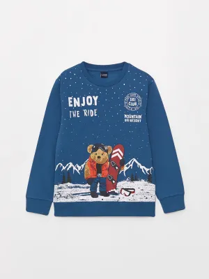 Crew Neck Printed Long Sleeve Boys Sweatshirt