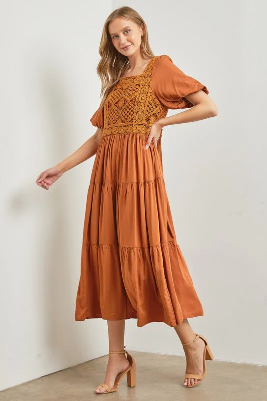 CROCHET BODICE MAXI DRESS