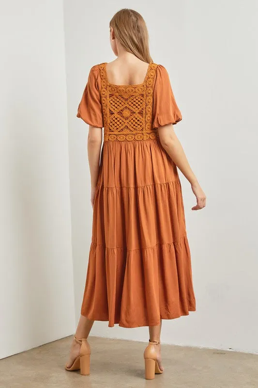 CROCHET BODICE MAXI DRESS
