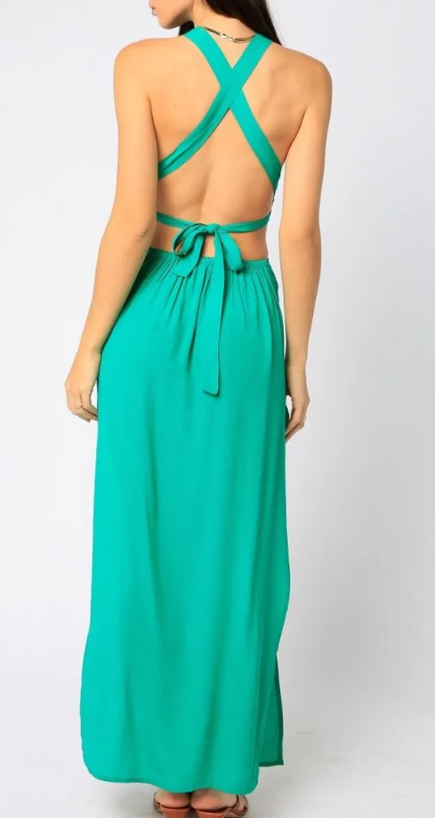 Cut Out Cross Back Midi Dress