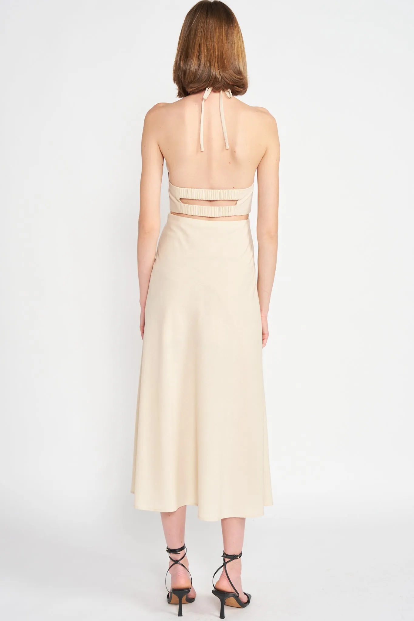 Cut Out Detail Halter Neck Long Dress