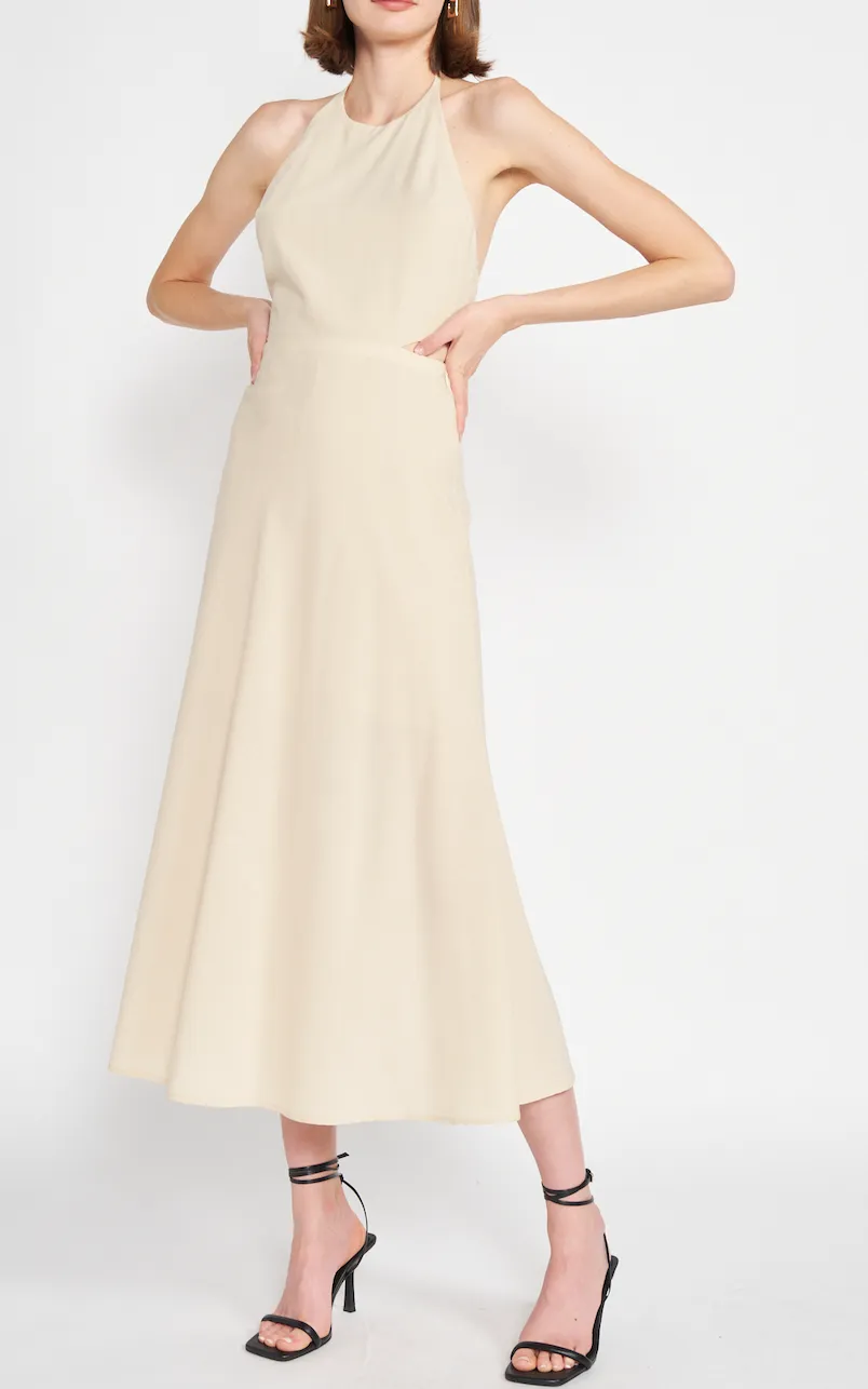 Cut Out Detail Halter Neck Long Dress