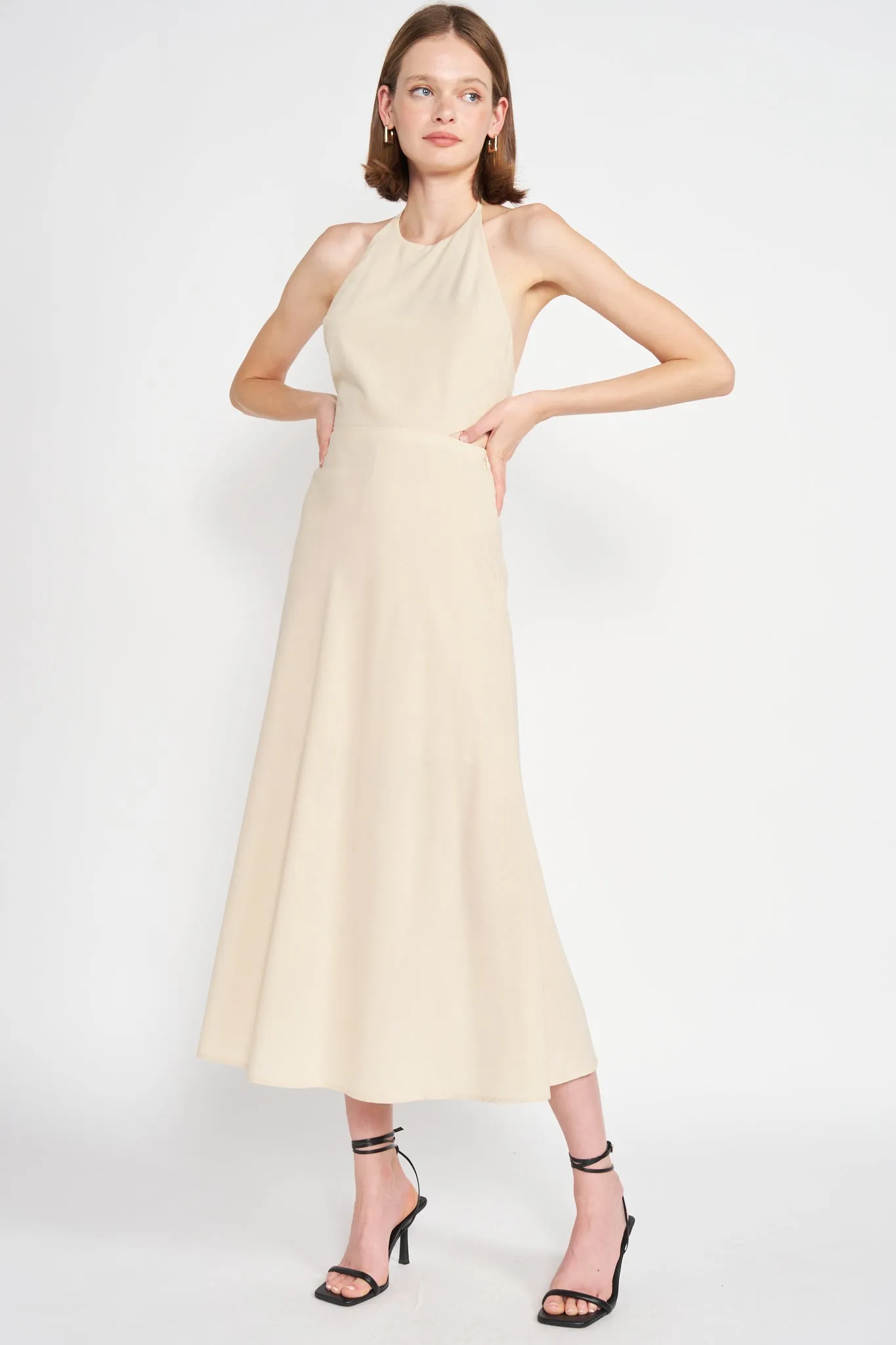 Cut Out Detail Halter Neck Long Dress