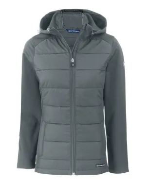 Cutter & Buck Evoke Hybrid Eco Softshell Recycled Full Zip Womens Hooded Jacket