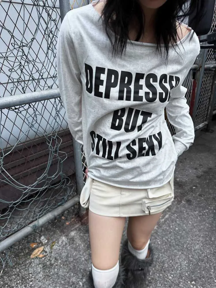 Damaged print loose T-shirt【s0000010558】