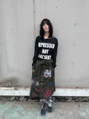 Damaged print loose T-shirt【s0000010558】