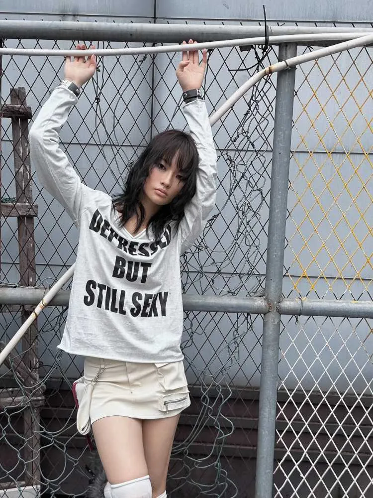 Damaged print loose T-shirt【s0000010558】