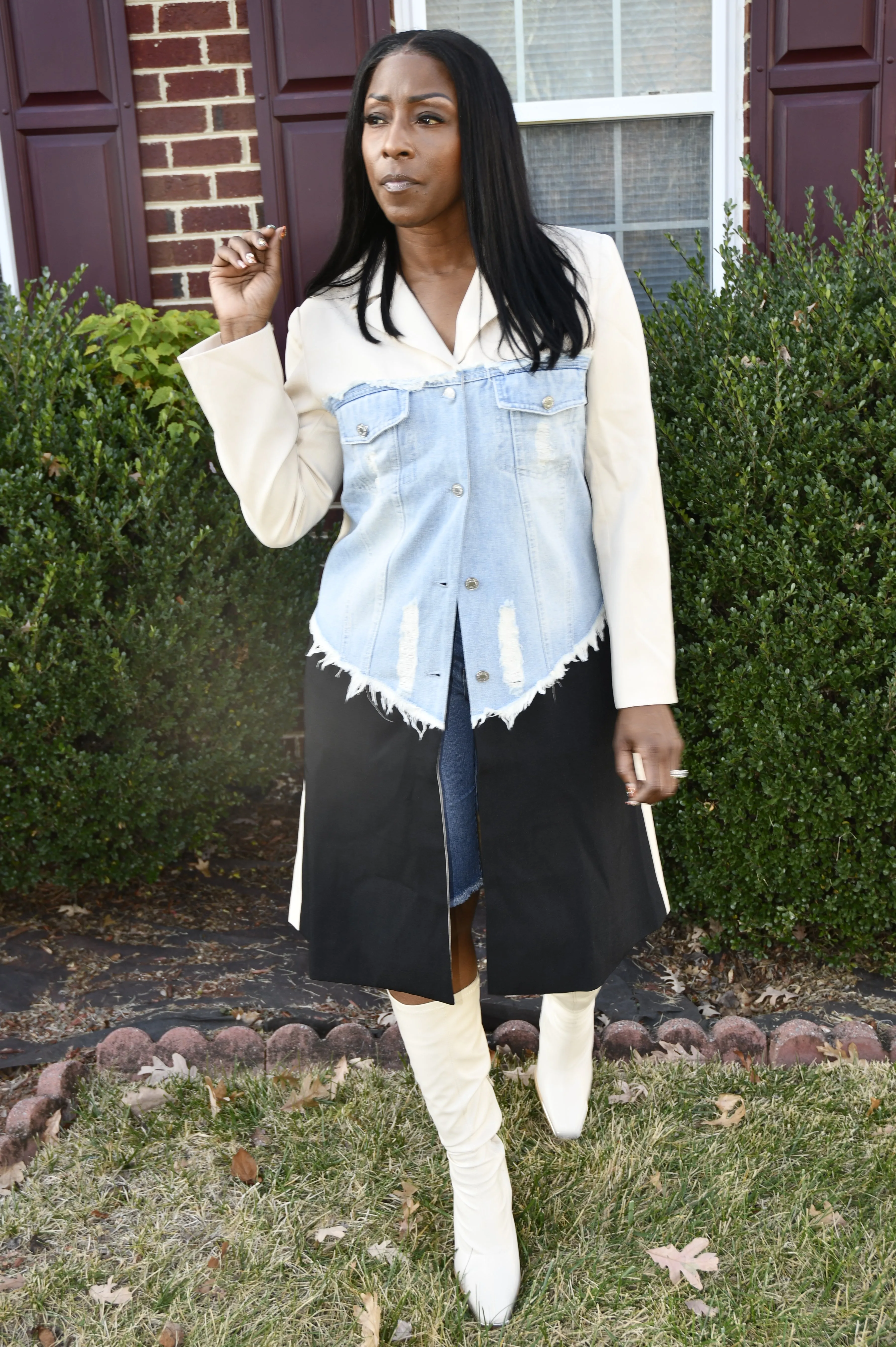 Denim Mosaic Trench