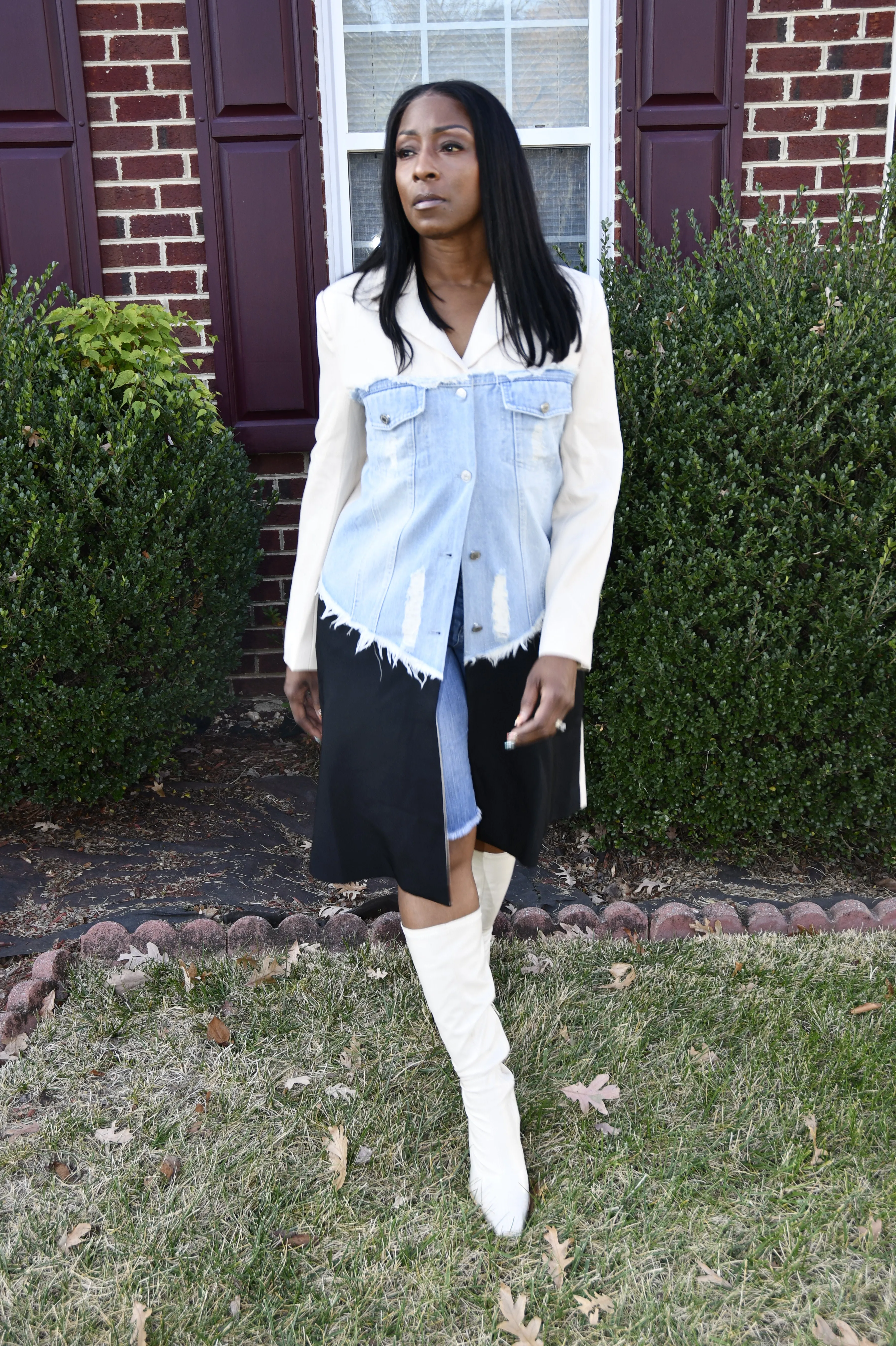 Denim Mosaic Trench