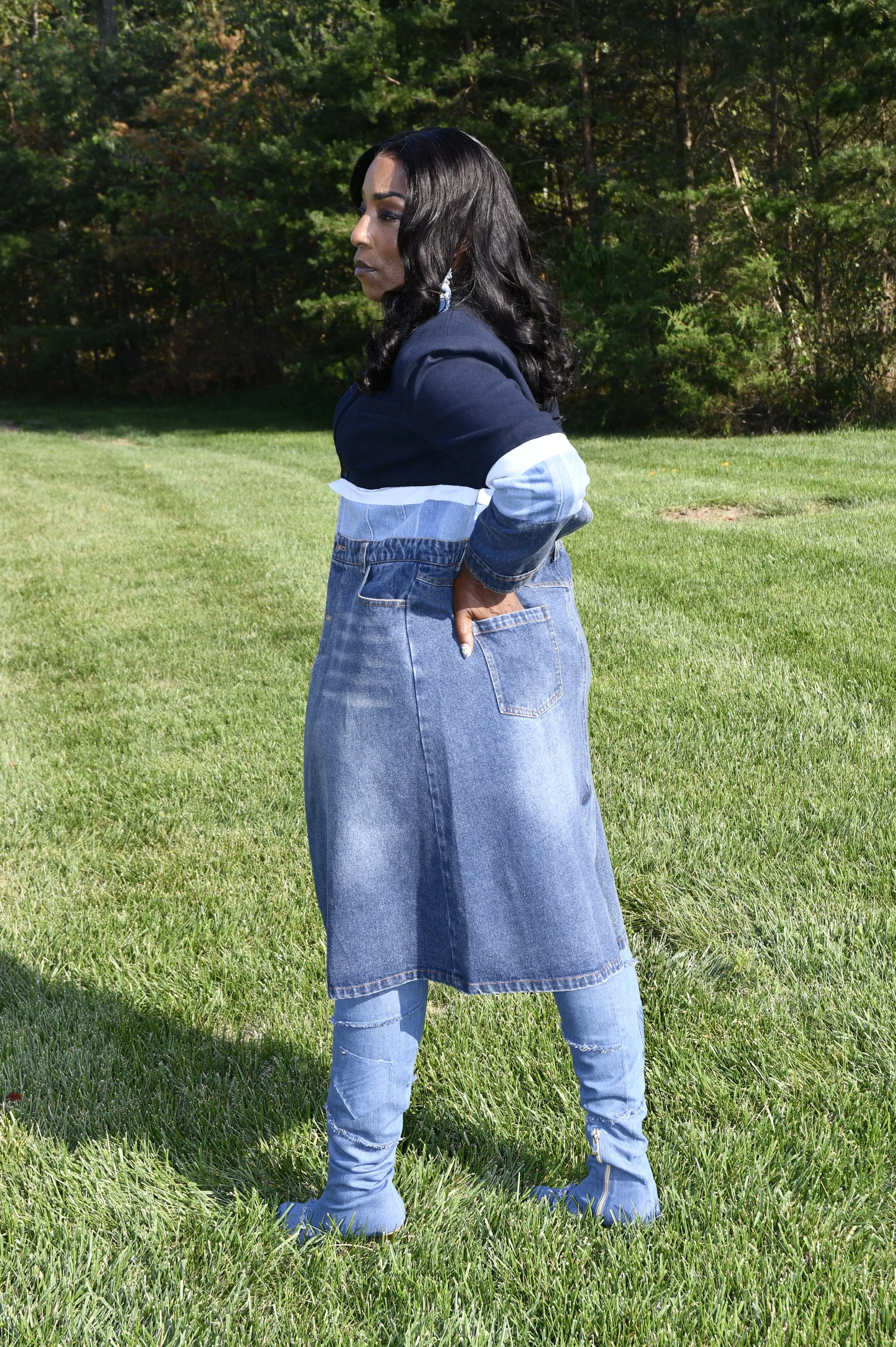 Denim Mosaic Trench