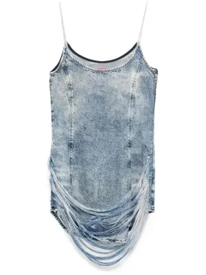 Denim print mini dress