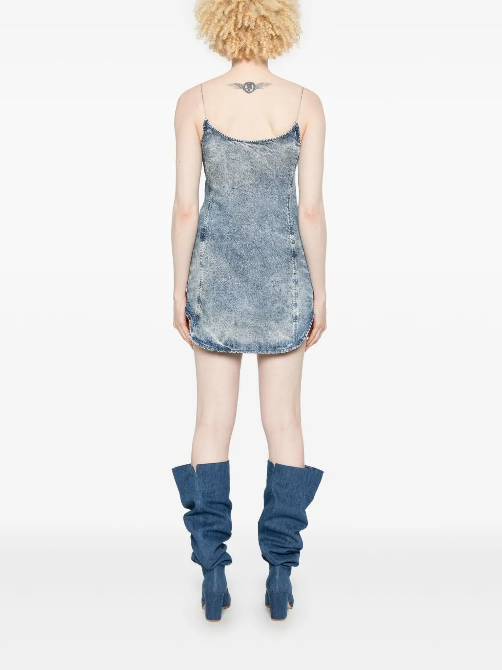 Denim print mini dress