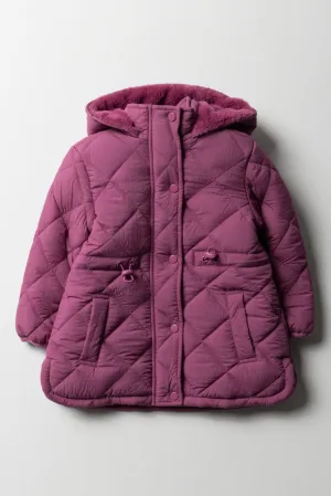 Diamond Quilt Coat Purple