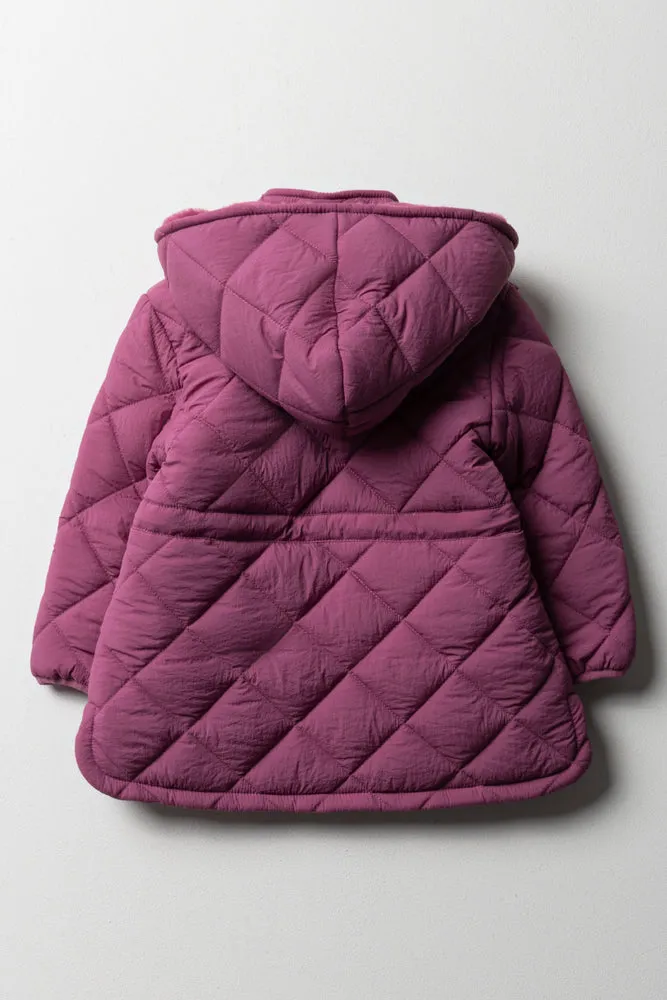 Diamond Quilt Coat Purple