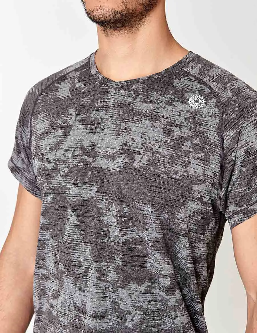 easyoga LA-VEDA Men's Action Tee - FA7 Devoré M-Gray