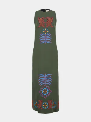 Ebad Duffel Bag Embroidered Sleeveless Maxi Dress