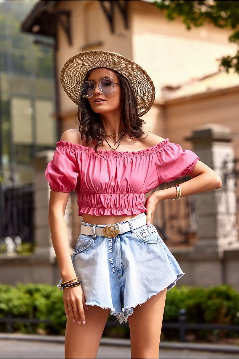 Elegant Ruffled Short Blouse