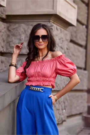 Elegant Ruffled Short Blouse
