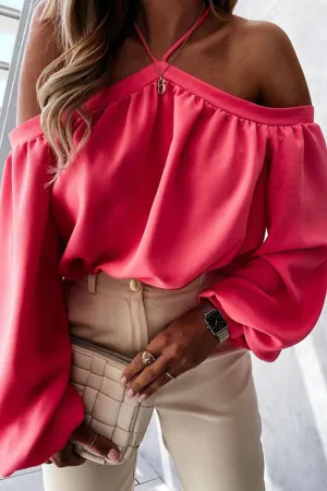Elegant Solid Patchwork Backless Halter Tops
