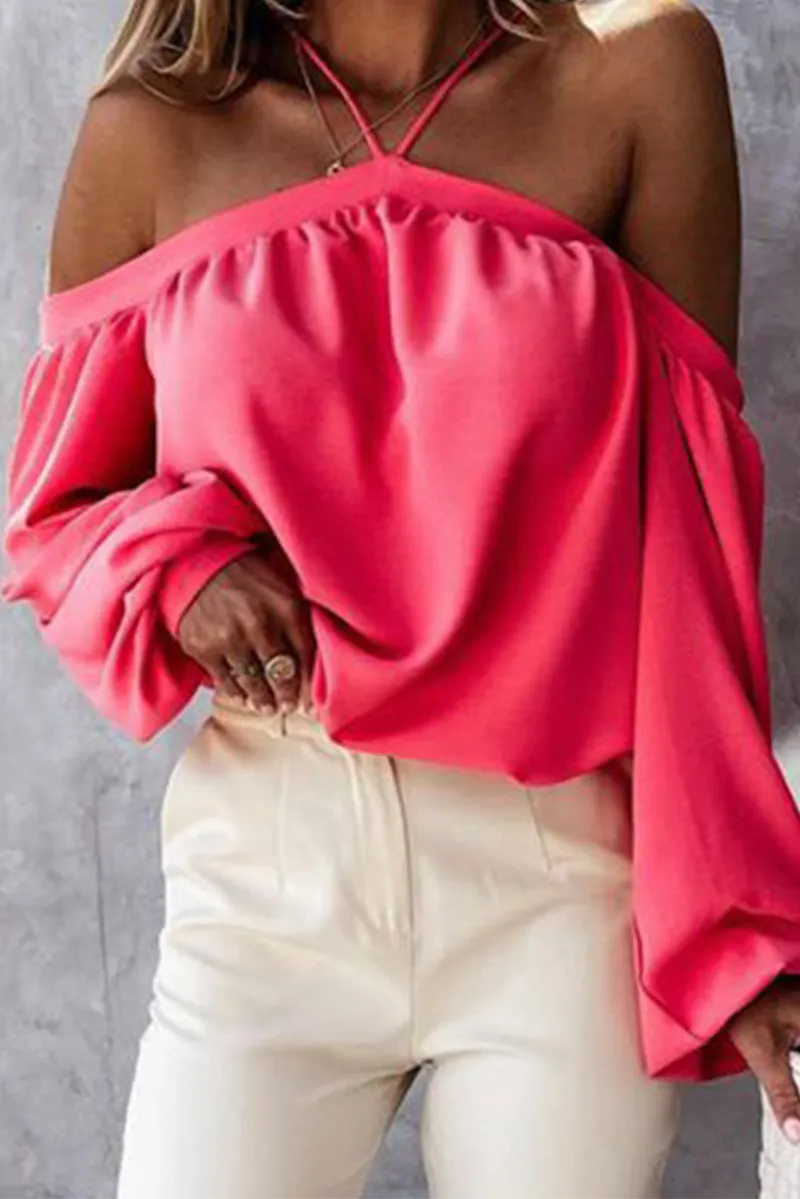 Elegant Solid Patchwork Backless Halter Tops