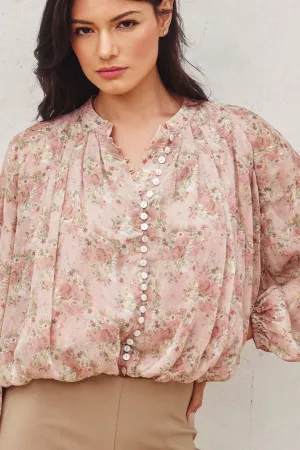 Ella Button Down Shirred Top