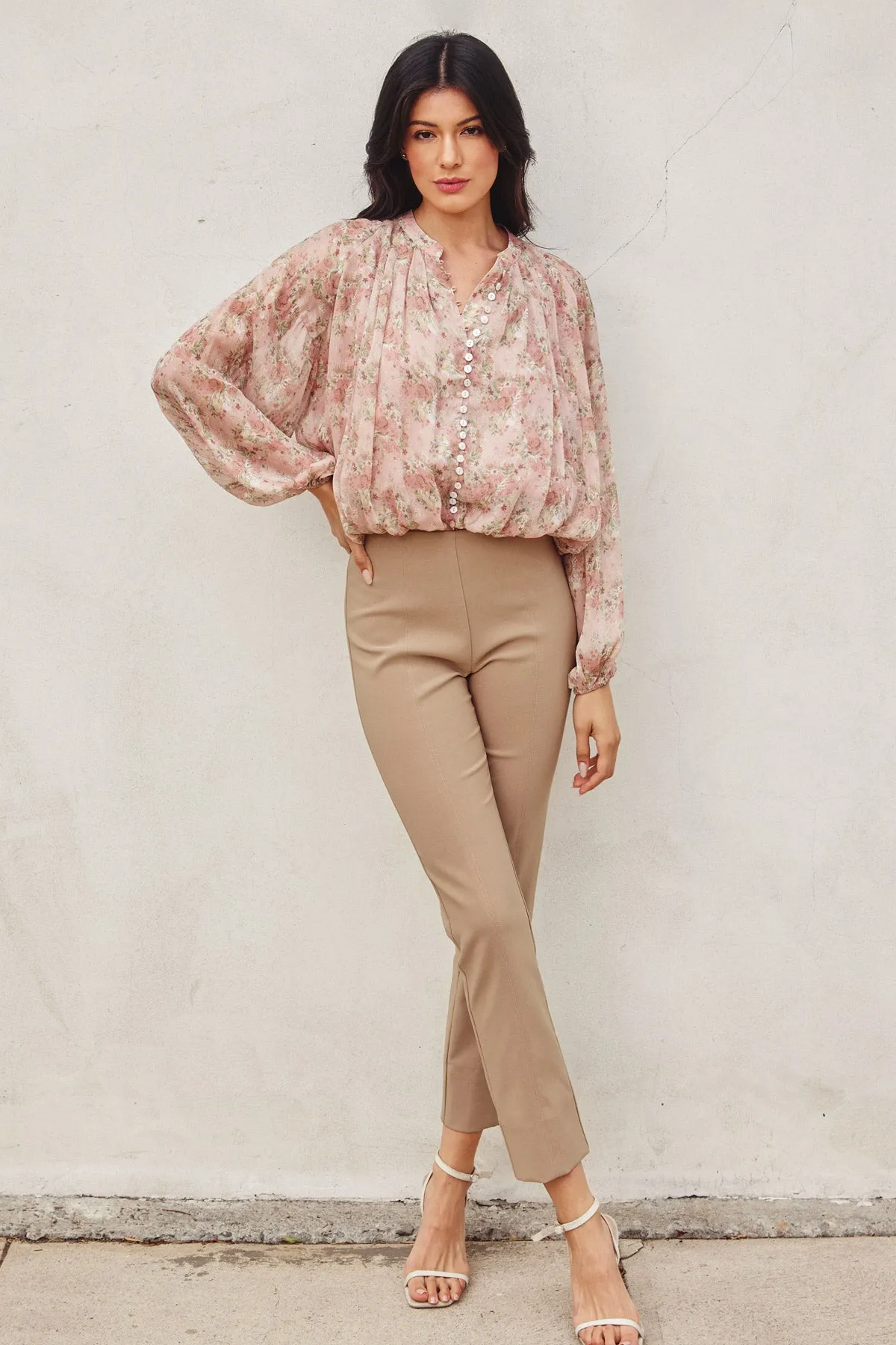 Ella Button Down Shirred Top