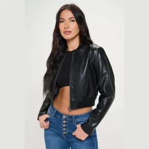 'Elodie' Zip Up Cropped Bomber Jacket