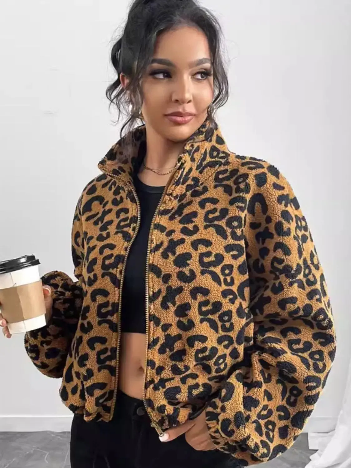 'Elsinore' Leopard Fleece Jacket