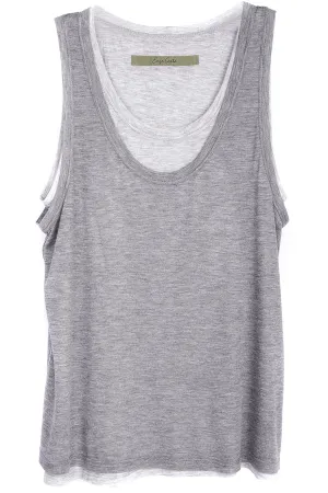 ENZA COSTA DOUBLED Grey Tank