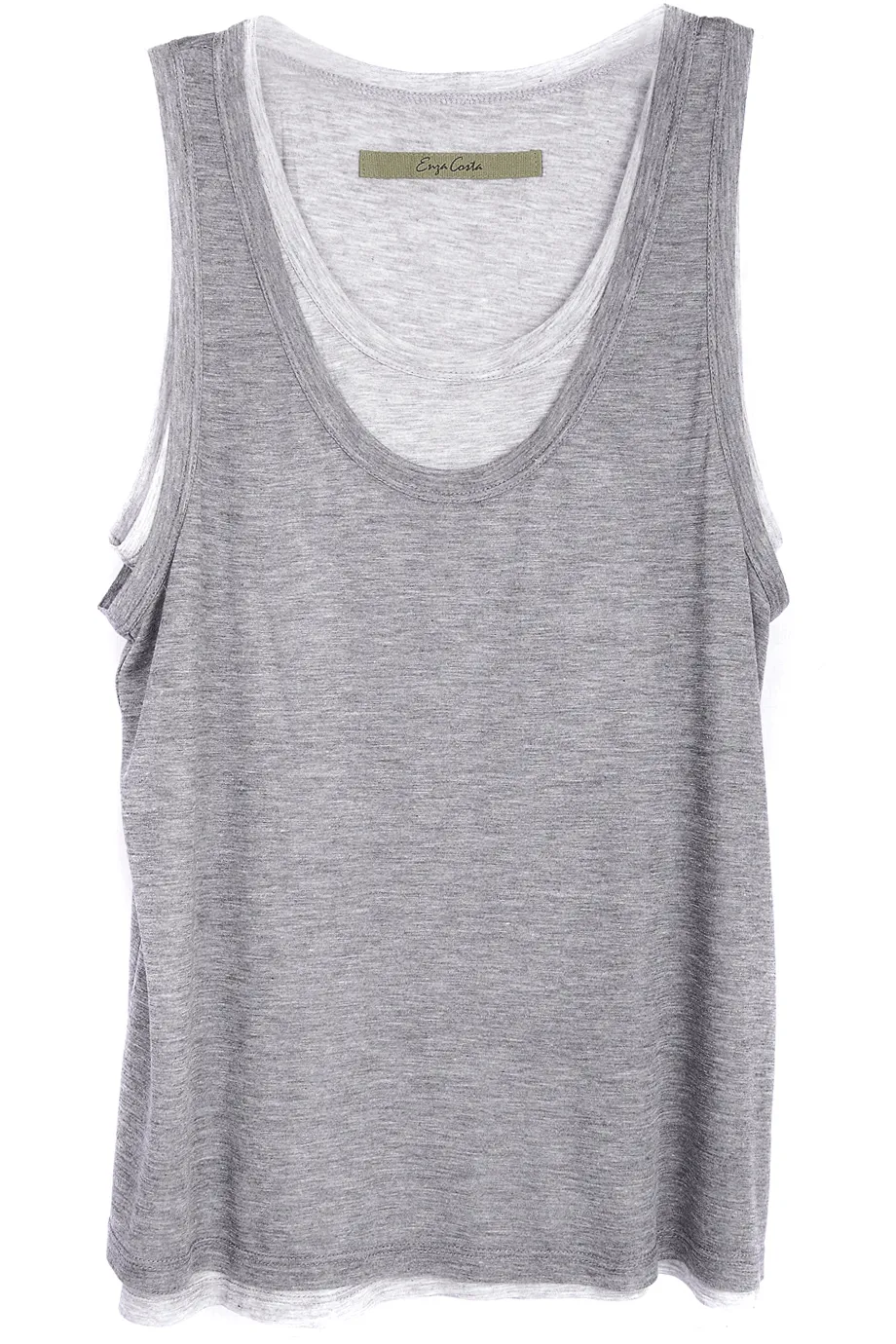 ENZA COSTA DOUBLED Grey Tank