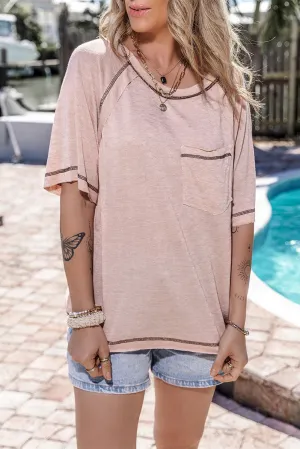 Exposed Seam Detail Loose T-shirt